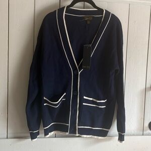 Truth Navy Cardigan with White Accents